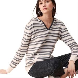 Lou & Grey V-Neck Striped Hoodie